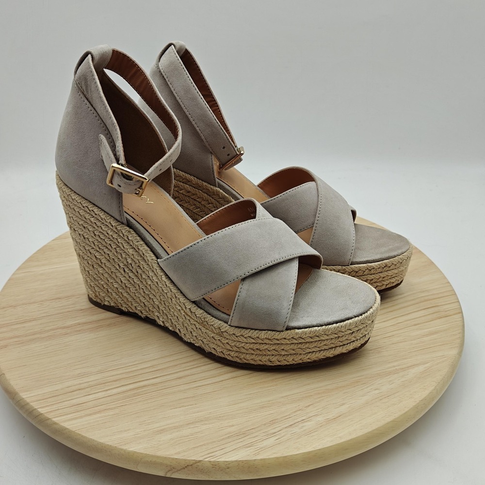 Lisa Vicky Shoes Womens Size‎ 8 Gray Espadrille Wedge Sandals Ankle Strap New